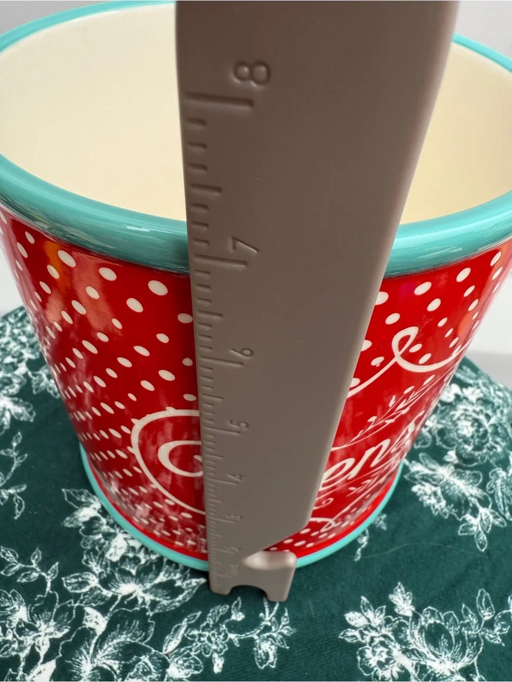 The Pioneer Woman Red Polka Dot Utensil Crock with Teal Trim